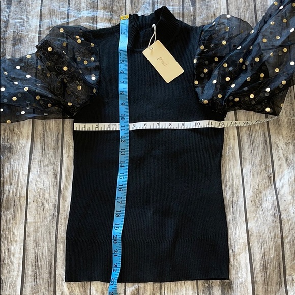 Peach Black Gold Long Sheer with Gold Sleeve Top - Picture 12 of 12